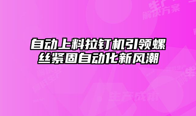 自動(dòng)上料拉釘機(jī)引領(lǐng)螺絲緊固自動(dòng)化新風(fēng)潮