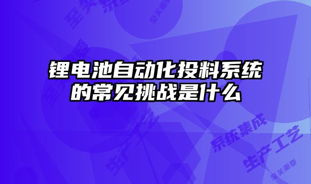鋰電池自動化投料系統(tǒng)的常見挑戰(zhàn)是什么
